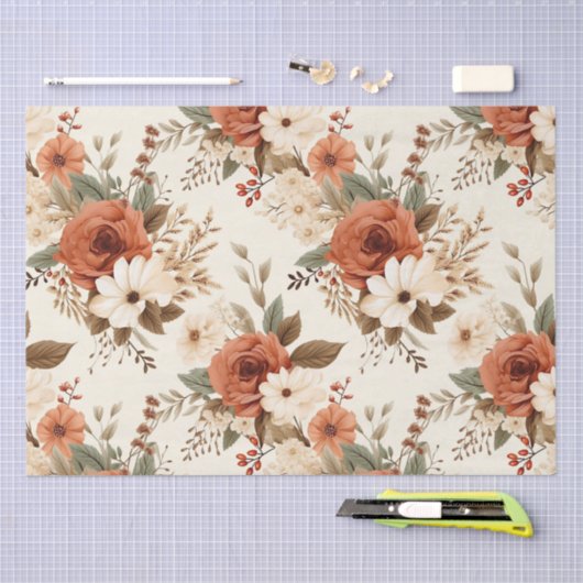 Gezellige herfst bloemenprint digitale kunst tissuepapier (Craft)