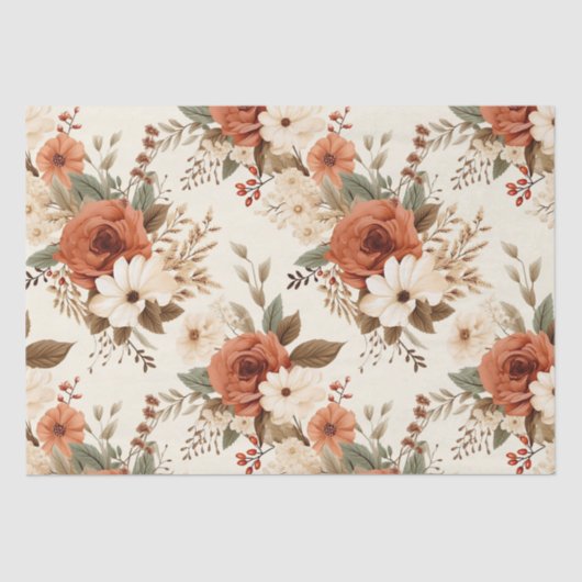 Gezellige herfst bloemenprint digitale kunst tissuepapier (Voorkant)