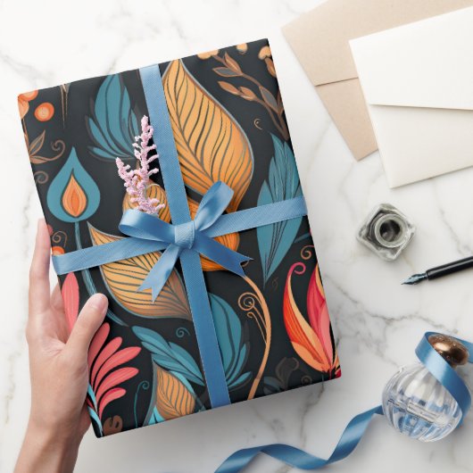 Gezellige herfst bloemenprint digitale volkskunst cadeaupapier (Geschenken)