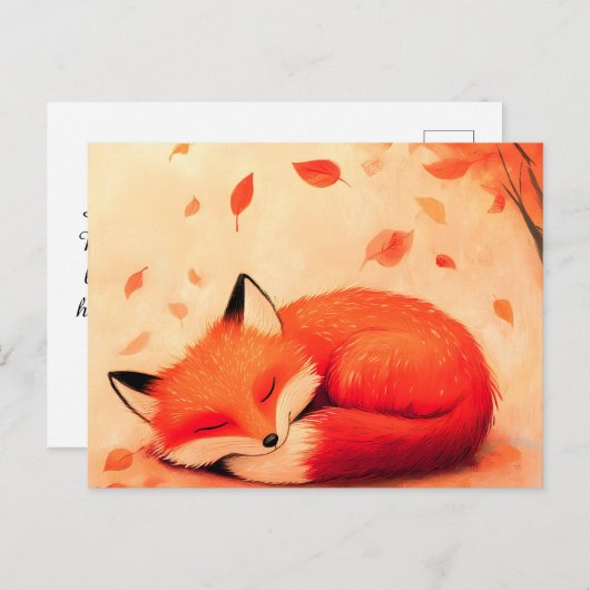 Gezellige Herfst Bos Slaapvos Feestdagenkaart (Voorkant / Achterkant)