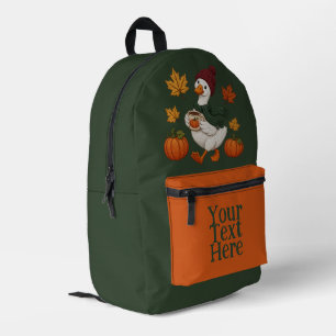 Gezellige herfst eend met pompoen koffie herfstbla bedrukte rugzak