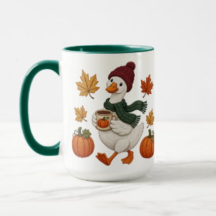 Gezellige herfst eend met pompoen koffie herfstbla mok