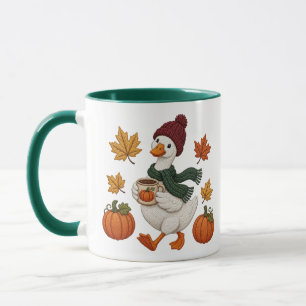 Gezellige herfst eend met pompoen koffie herfstbla mok
