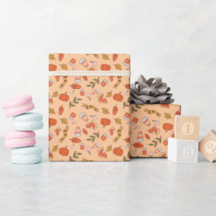 Gezellige herfst Halloween-drankenpatroon Cadeaupapier