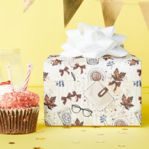 Gezellige herfst koffie & boeken uitnodiging Vin Cadeaupapier