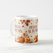 Gezellige herfst mok | Hallo herfst pompoen & blad