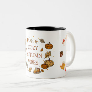 Gezellige herfst-mood mok – herfstbladeren koffiek