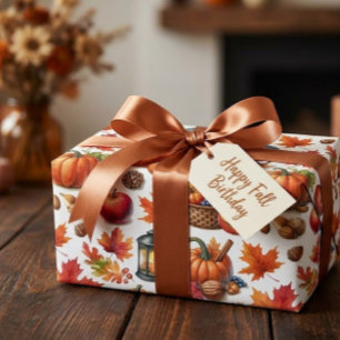 Gezellige herfst oogst pompoenen appels bladeren c cadeaupapier