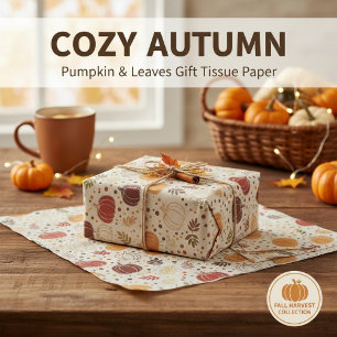 Gezellige Herfst Pompoen & Bladeren Oogst Geschenk Tissuepapier