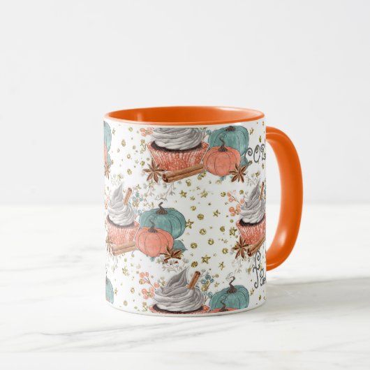 Gezellige herfst pompoenen sinaasappel mok (Voorkant rechts)