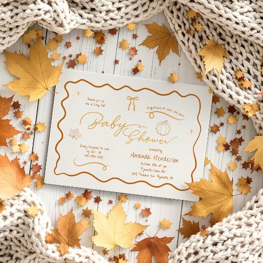 Gezellige Herfst Retro Sketch Baby shower Kaart