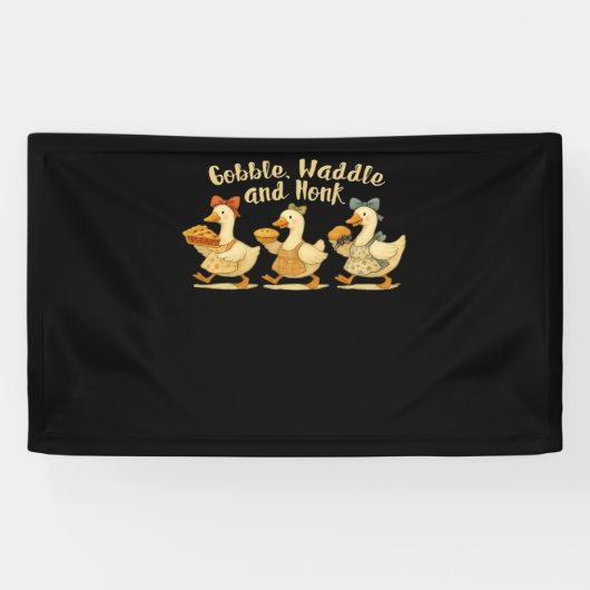 Gezellige Herfst Seizoen Goose Gobble Waddle Honk  Spandoek (Horizontaal)