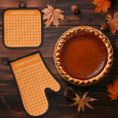 Gezellige Herfst Sinaasappel Buffalo Plaid Gingham Ovenwant & Pannenlap Set