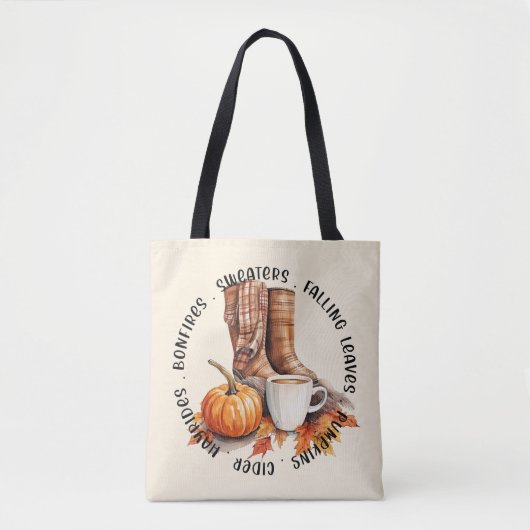 Gezellige Herfst Vibes - Laarzen, pompoenkruid, vr Draagtas (Voorkant)