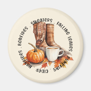 Gezellige Herfst Vibes - Laarzen, pompoenkruid, vr Magneet