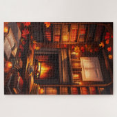 Gezellige herfstbibliotheek legpuzzel (Horizontaal)