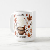 Gezellige herfstbladeren & pompoenpitten Vibes Koffiemok (Voorkant links)