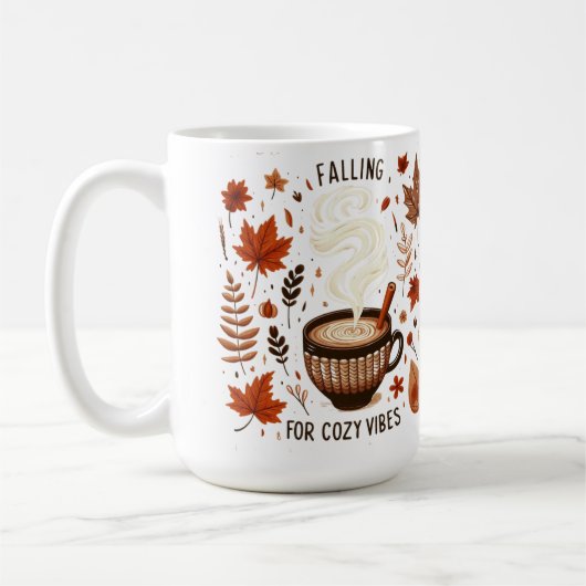 Gezellige herfstbladeren & pompoenpitten Vibes Koffiemok (Links)
