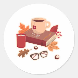 Gezellige herfststemming ronde sticker
