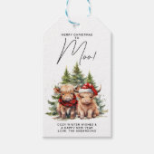 Gezellige Highland Koe Boerderijdieren Merry Chris Cadeaulabel (Voorkant)