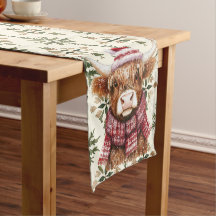 Gezellige Highland Koe Kerst Tafel Runner