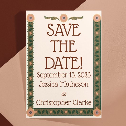 Gezellige Homespun Bruiloft Save-the-Date Briefkaart