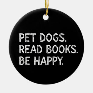 Gezellige honden lezen boeken om gelukkig te zijn keramisch ornament