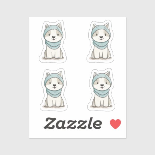 Gezellige Husky Illustration - Aangepaste gesneden Sticker (Vel)