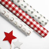 "Gezellige hut, gewei, Buffalo Plaid Inpakpapier Vel