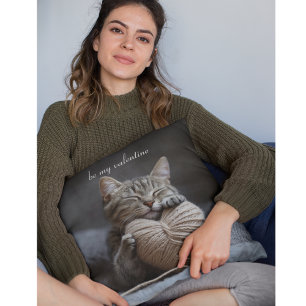 Gezellige Hygge Valentijn Tabby Kat Garens Hart Kussen