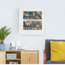 Gezellige Hygge Village Nordic Folk Art, op maat