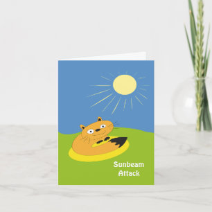 Gezellige introvert kat zonnestraal humor illustra kaart