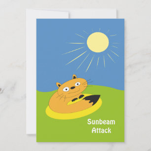 Gezellige introvert kat zonnestraal humor illustra kaart