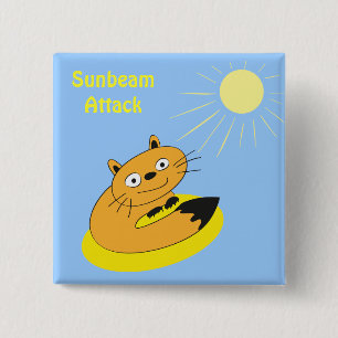 Gezellige introvert kat zonnestraal humor illustra vierkante button 5,1 cm