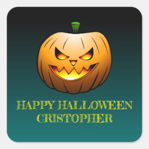 Gezellige Jack o'lantern Halloween Pompoen Vierkante Sticker