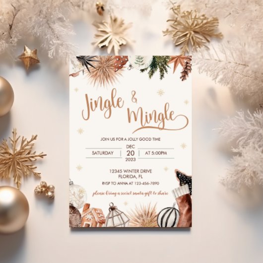 Gezellige Jingle & Mingle Kerstfeest uitnodiging