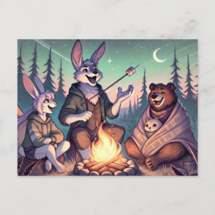 Gezellige kampvuurverhalen – Bunny & Beer Under th Feestdagenkaart