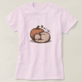 Gezellige kat en pompoen - Autumn Design T-shirt