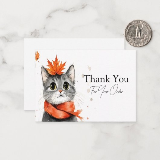 Gezellige kat in een sjaal Dank u Notitiekaartje (Voorkant / Achterkant in situ)