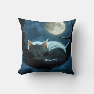 "Gezellige kat in Full Moon Night Pillow - Dromeri Kussen
