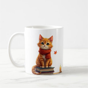 Gezellige kat leeshoek herfst waterverf illustrati koffiemok