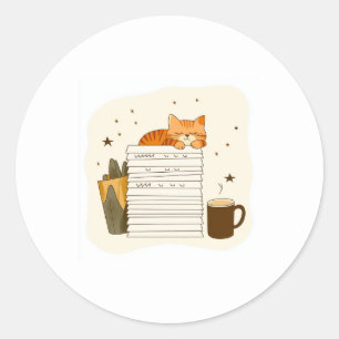 Gezellige Kat Leest Sticker