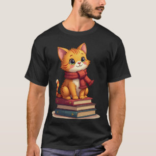 Gezellige kattenliefhebber met gebreide sjaal en h t-shirt