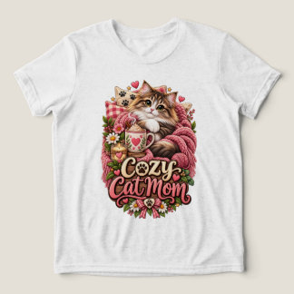 Gezellige Kattenmoeder Mooie Pluizige Kat Bloem Tri-Blend Shirt