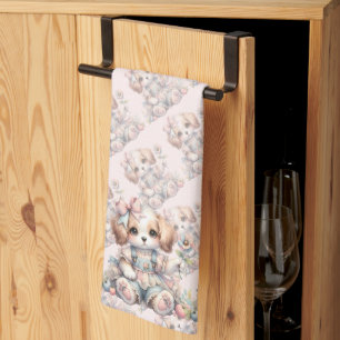 Gezellige Kawaii Cottagecore Farmcore Puppy Style Theedoek