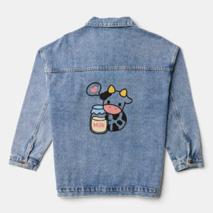 Gezellige Kawaii Koe & melkpot Denim Jacket