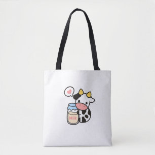 Gezellige Kawaii Koe & melkpot Draagtas