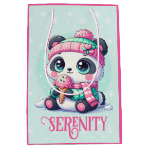 Gezellige Kawaii Panda met Ice Cream Cone Winter Medium Cadeauzakje