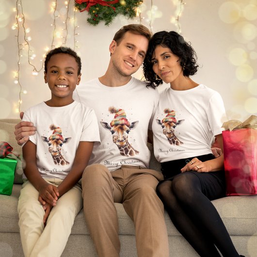 Gezellige kerst Giraffe T-shirt