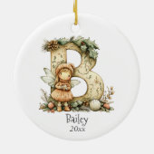 Gezellige kerst Initiaal gepersonaliseerde vakanti Keramisch Ornament (Achterkant)